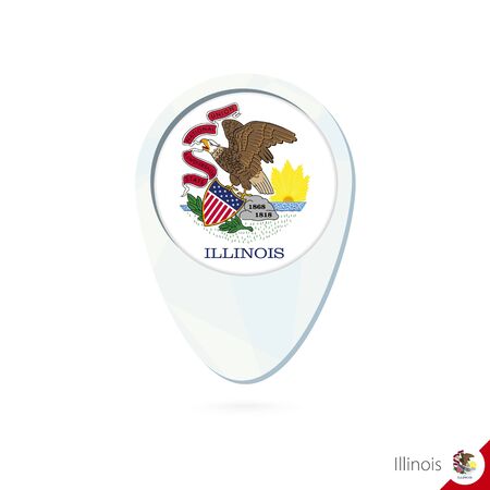 USA State Illinois flag location map pin icon on white background. Vector Illustration.のイラスト素材