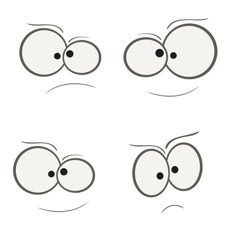 Funny cartoon eyes. Emoji emotions. Vector illustration.のイラスト素材