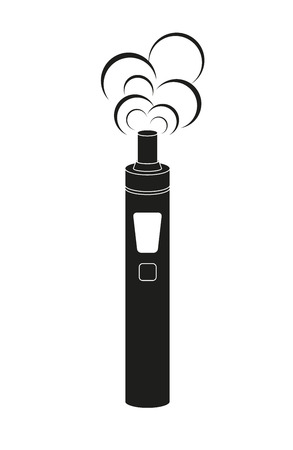 Vector illustration of Electronic cigarette in black color. Vaporizer e-cigarette device. Vector illustration.のイラスト素材