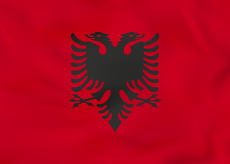 Albania waving flag. Albania national flag background texture. Vector illustration.のイラスト素材