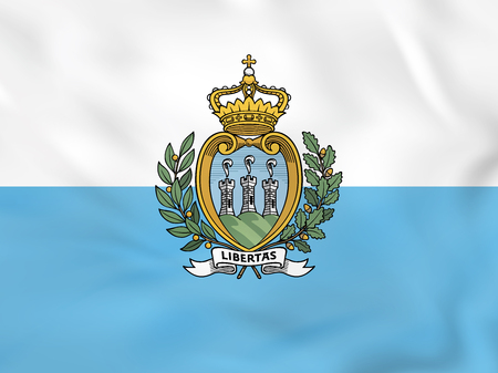 San Marino waving flag. San Marino national flag background texture. Vector illustration.のイラスト素材
