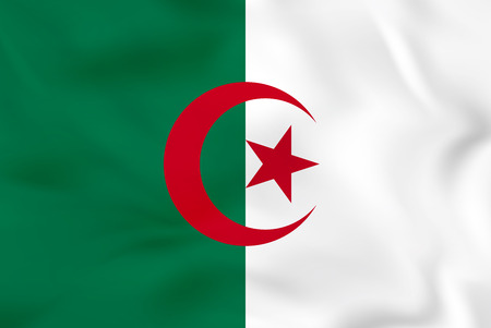 Algeria waving flag. Algeria national flag background texture. Vector illustration.のイラスト素材