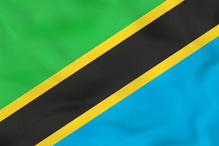 Tanzania waving flag. Tanzania national flag background texture. Vector illustration.のイラスト素材