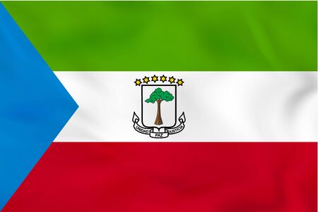 Equatorial Guinea waving flag. Equatorial Guinea national flag background texture. Vector illustration.のイラスト素材