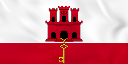 Gibraltar waving flag. Gibraltar national flag background texture. Vector illustration.のイラスト素材