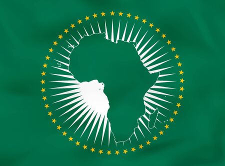 African Union waving flag. African Union national flag background texture. Vector illustration.のイラスト素材