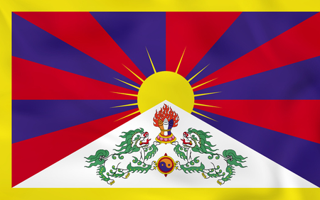 Tibet waving flag. Tibet national flag background texture. Vector illustration.のイラスト素材