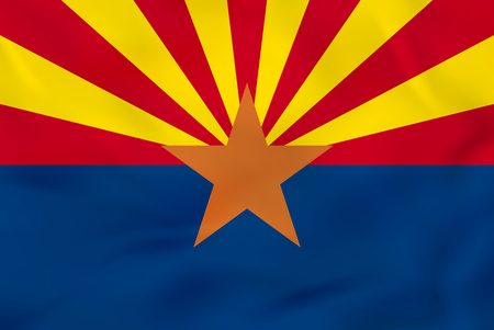 Arizona waving flag. Arizona state flag background texture.Vector illustration.のイラスト素材