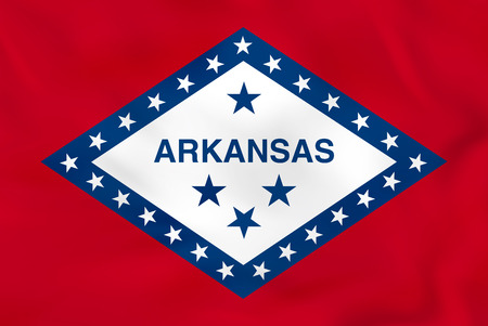 Arkansas waving flag. Arkansas state flag background texture.Vector illustration.のイラスト素材