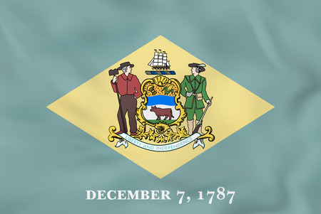 Delaware waving flag. Delaware state flag background texture.Vector illustration.のイラスト素材