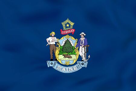 Maine waving flag. Maine state flag background texture.Vector illustration.のイラスト素材