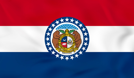 Missouri waving flag. Missouri state flag background texture.Vector illustration.のイラスト素材