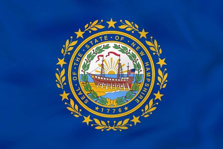 New Hampshire waving flag. New Hampshire state flag background texture.Vector illustration.のイラスト素材