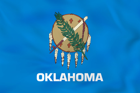 Oklahoma waving flag. Oklahoma state flag background texture.Vector illustration.のイラスト素材