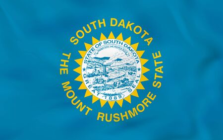 South Dakota waving flag. South Dakota state flag background texture.Vector illustration.のイラスト素材