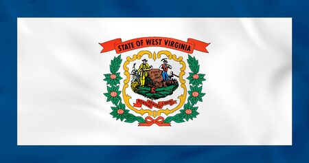 West Virginia waving flag. West Virginia state flag background texture.Vector illustration.のイラスト素材