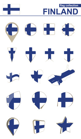 Finland Flag Collection. Big set for design. Vector Illustration.のイラスト素材