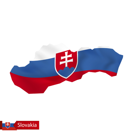 Slovakia map with waving flag of Slovakia. Vector illustration.のイラスト素材