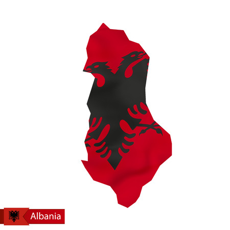 Albania map with waving flag of Albania. Vector illustration.のイラスト素材