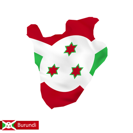 Burundi map with waving flag of country. Vector illustration.のイラスト素材