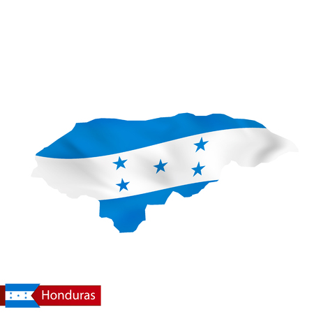 Honduras map with waving flag of country. Vector illustration.のイラスト素材