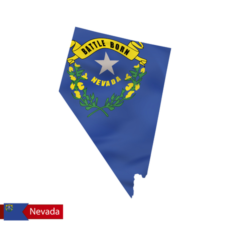 Nevada state map with waving flag of US State. Vector illustration.のイラスト素材