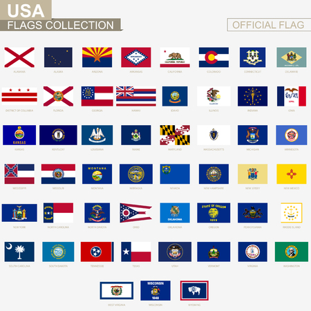 State flags of United States of America, official vector flags collection.のイラスト素材
