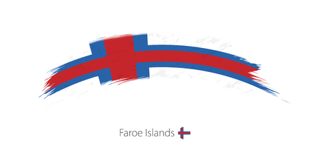 Flag of Faroe Islands in rounded grunge brush strokeのイラスト素材