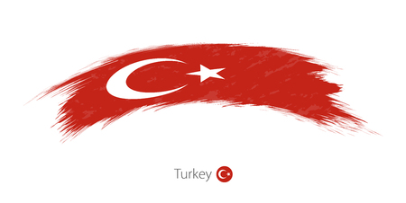 Flag of Turkey in rounded grunge brush strokeのイラスト素材