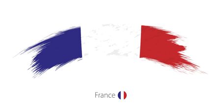 Flag of France in rounded grunge brush strokeのイラスト素材