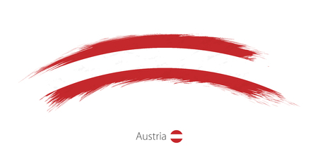 Flag of Austria in rounded grunge brush strokeのイラスト素材