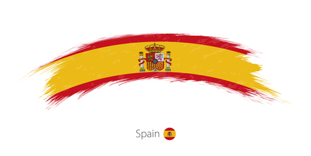 Flag of Spain in rounded grunge brush strokeのイラスト素材