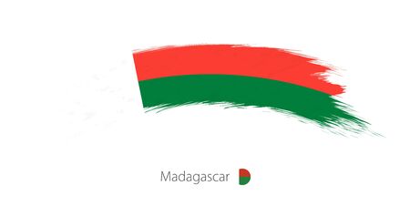 Flag of Madagascar in rounded grunge brush strokeのイラスト素材