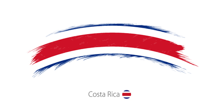 Flag of Costa Rica in rounded grunge brush stroke design illustration.