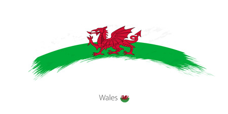 Flag of Wales  in grunge brush stroke Vector illustration.のイラスト素材