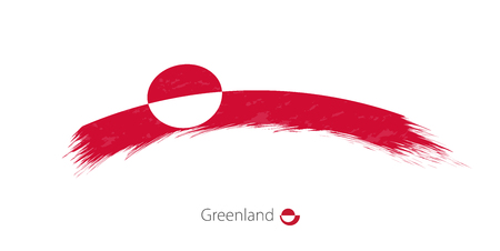 Flag of Greenland in rounded grunge brush stroke. Vector illustration.のイラスト素材