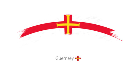 Flag of Guernsey in rounded grunge brush stroke. Vector illustration.のイラスト素材