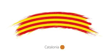 Flag of Catalonia in rounded grunge brush stroke. Vector illustration.のイラスト素材