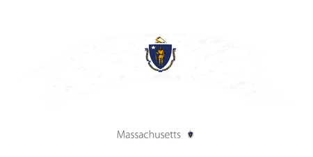 Flag of Massachusetts state in rounded grunge brush stroke. Vector illustration.のイラスト素材