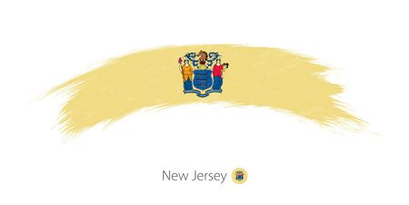Flag of New Jersey state in rounded grunge brush stroke. Vector illustration.のイラスト素材