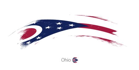 Flag of Ohio state in rounded grunge brush stroke. Vector illustration.のイラスト素材