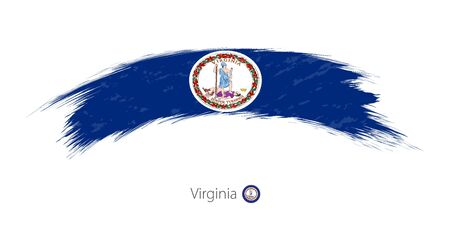 Flag of Virginia state in rounded grunge brush strokeのイラスト素材