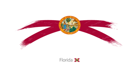 Flag of Florida state in rounded grunge brush stroke. Vector illustration.のイラスト素材