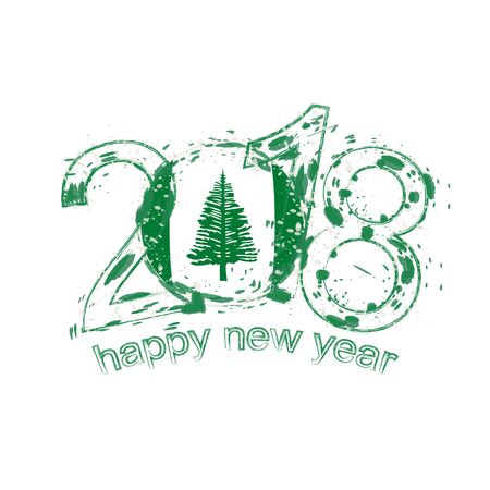 2018 Happy New Year Norfolk Island grunge vector template for greeting card, calendars 2018, seasonal flyers, christmas invitations and other.のイラスト素材