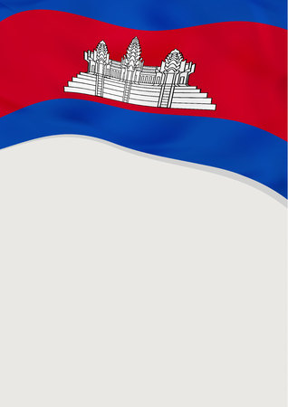 Leaflet design with flag of Cambodia. Vector template.のイラスト素材