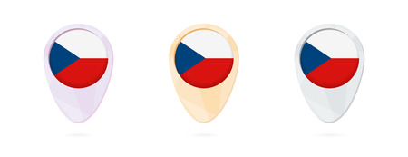 Map markers with flag of Czech Republic, 3 color versions.のイラスト素材