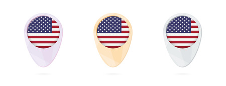 Map markers with flag of USA, 3 color versions.のイラスト素材
