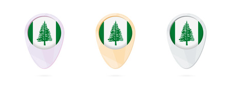Map markers with flag of Norfolk Island, 3 color versions.のイラスト素材
