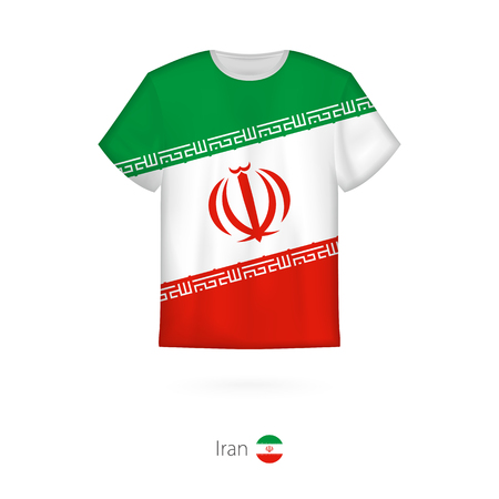 T-shirt design with flag of Iran. T-shirt vector template.のイラスト素材