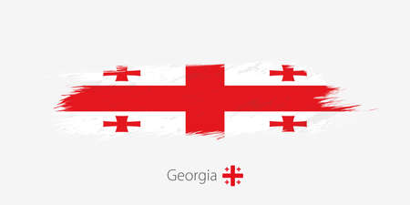 Flag of Georgia, grunge abstract brush stroke on gray background. Vector illustration.のイラスト素材